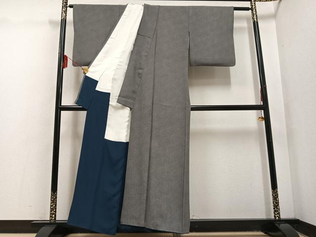 平和屋着物●江戸小紋 極小鮫小紋柄 黒地 正絹 逸品 AABF5393ph