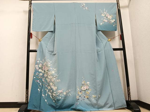 平和屋着物●訪問着　友禅　作家物　枝花文　暈し染め　正絹　逸品　未使用　AABF5394ph