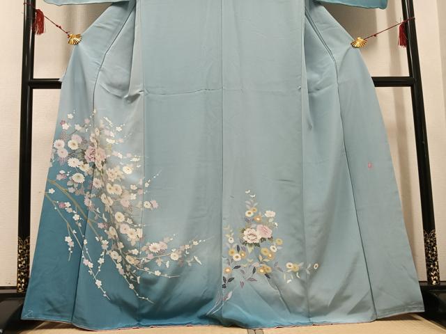 平和屋着物●訪問着　友禅　作家物　枝花文　暈し染め　正絹　逸品　未使用　AABF5394ph