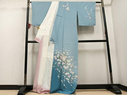 平和屋着物●訪問着　友禅　作家物　枝花文　暈し染め　正絹　逸品　未使用　AABF5394ph