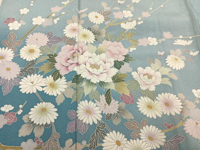 平和屋着物●訪問着　友禅　作家物　枝花文　暈し染め　正絹　逸品　未使用　AABF5394ph