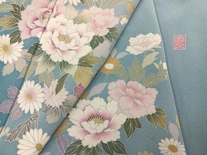 平和屋着物●訪問着　友禅　作家物　枝花文　暈し染め　正絹　逸品　未使用　AABF5394ph