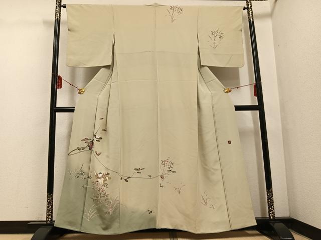 平和屋着物●訪問着 友禅 作家物 童子枝花文 暈し染め 正絹 逸品 AABF5395ph