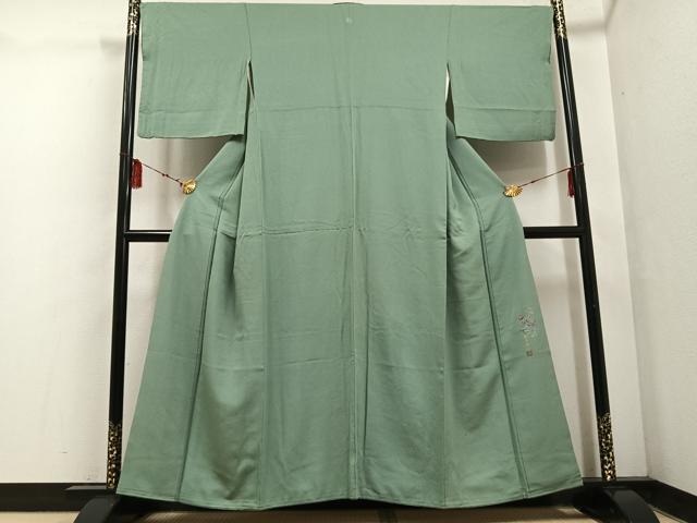 平和屋着物●本加賀友禅作家 鶴見保次 色無地 薄青色 正絹 逸品 AABF5396ph