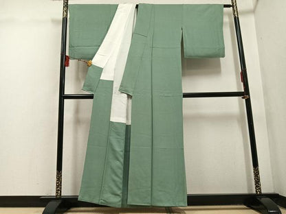 平和屋着物●本加賀友禅作家 鶴見保次 色無地 薄青色 正絹 逸品 AABF5396ph