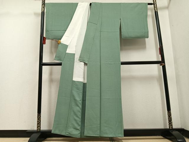平和屋着物●本加賀友禅作家 鶴見保次 色無地 薄青色 正絹 逸品 AABF5396ph