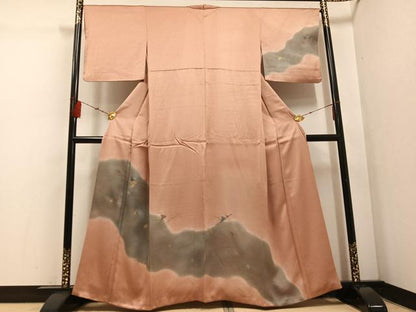 平和屋着物●訪問着 竹屋町刺繍 銀杏松文 暈し染め 金銀彩 正絹 逸品 AABF5398ph