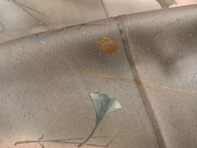 平和屋着物●訪問着 竹屋町刺繍 銀杏松文 暈し染め 金銀彩 正絹 逸品 AABF5398ph