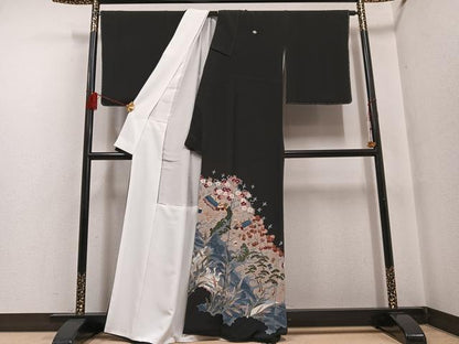平和屋着物●豪華黒留袖 作家物 松竹梅 風景飛鳥文 正絹 逸品 AABF5400ph