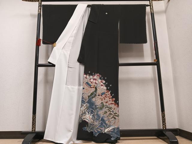 平和屋着物●豪華黒留袖 作家物 松竹梅 風景飛鳥文 正絹 逸品 AABF5400ph