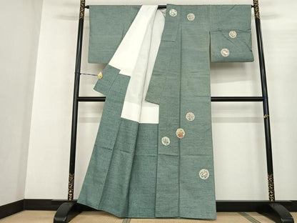 平和屋着物●訪問着 紬地 雪輪花文 正絹 逸品 AABF5401fy