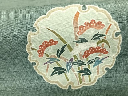 平和屋着物●訪問着 紬地 雪輪花文 正絹 逸品 AABF5401fy