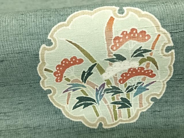平和屋着物●訪問着 紬地 雪輪花文 正絹 逸品 AABF5401fy