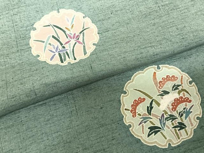 平和屋着物●訪問着 紬地 雪輪花文 正絹 逸品 AABF5401fy