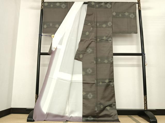 平和屋着物●本場大島紬 カタス9マルキ しゃれ絣 手織 横段吉祥花文 ますいわ屋扱い 夢おりの郷謹製 証紙付き 正絹 逸品 未使用 AABF5404fy