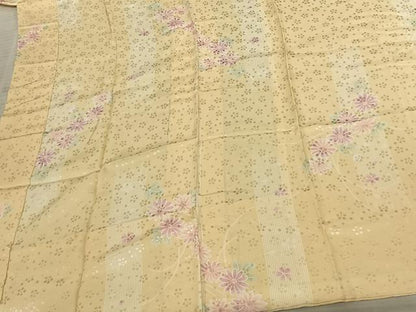 平和屋着物●長襦袢 無双仕立て 花水木 草花文 反端付き 正絹 逸品 未使用 AABF5405fy