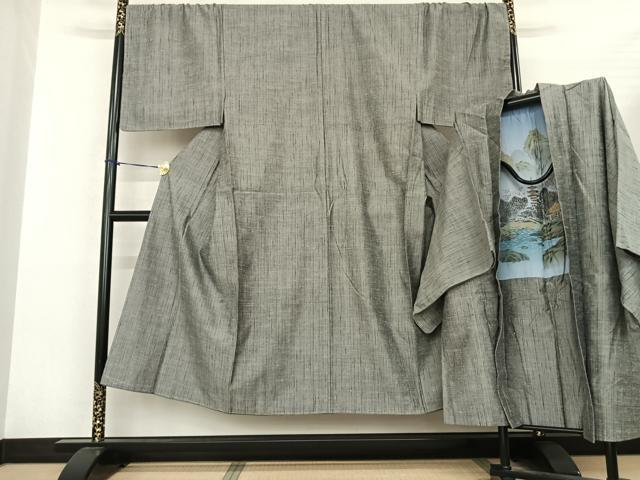平和屋着物●男性 紬 アンサンブル 霞文 正絹 逸品 AABF5408fy