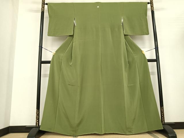 平和屋着物●上質な色無地 青丹色 三越扱い 正絹 逸品 AABF5410fy