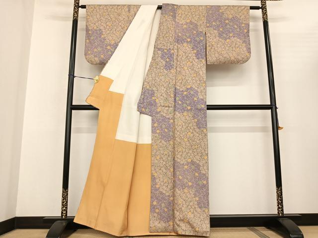 平和屋着物●本場染大島紬 舞花文 正絹 逸品 AABF5411fy