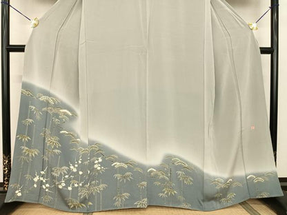 平和屋着物●京友禅 飯田信幸 色留袖 松竹梅 暈し染め 鬼しぼ縮緬 正絹 逸品 AABF5412fy