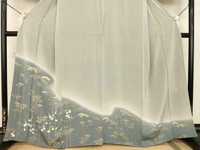 平和屋着物●京友禅 飯田信幸 色留袖 松竹梅 暈し染め 鬼しぼ縮緬 正絹 逸品 AABF5412fy