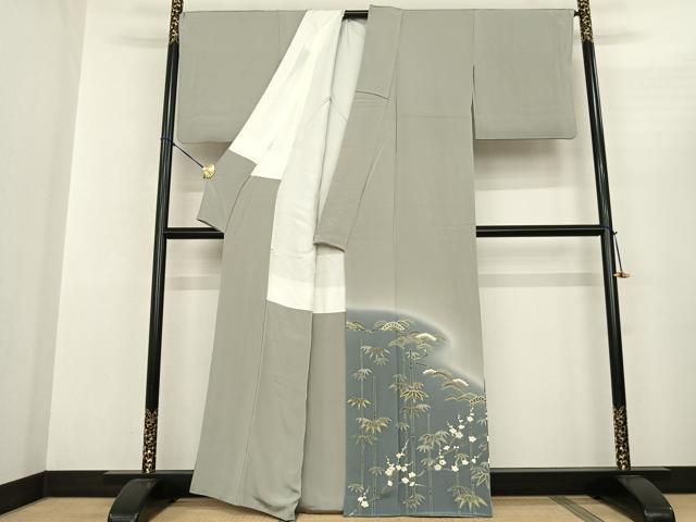 平和屋着物●京友禅 飯田信幸 色留袖 松竹梅 暈し染め 鬼しぼ縮緬 正絹 逸品 AABF5412fy