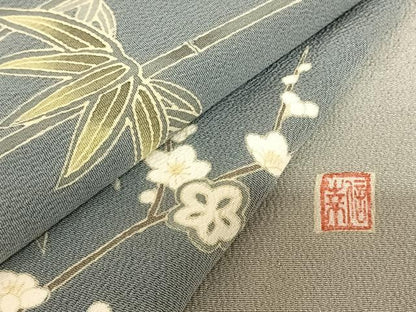 平和屋着物●京友禅 飯田信幸 色留袖 松竹梅 暈し染め 鬼しぼ縮緬 正絹 逸品 AABF5412fy