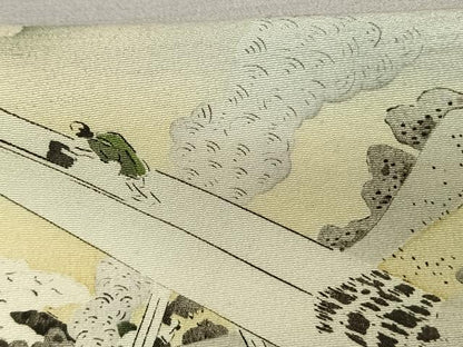 平和屋着物●訪問着 手描き 人物風景文 暈し染め 正絹 逸品 AABF5415fy