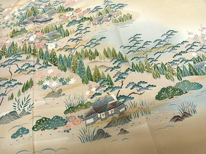 平和屋着物●訪問着 風景文 暈し染め 証紙付き 正絹 逸品 AABF5417fy