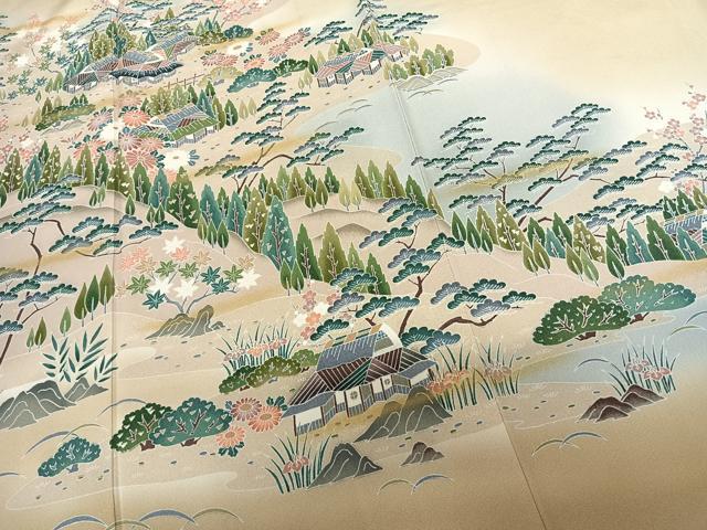 平和屋着物●訪問着 風景文 暈し染め 証紙付き 正絹 逸品 AABF5417fy