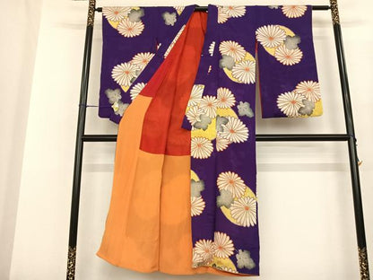 平和屋着物●アンティーク 大正ロマン 小紋 草花文 正絹 逸品 AABF5419fy