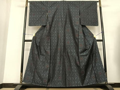 平和屋着物●本場大島紬 七宝花文 正絹 逸品 AABF5423fy