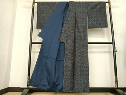 平和屋着物●本場大島紬 七宝花文 正絹 逸品 AABF5423fy