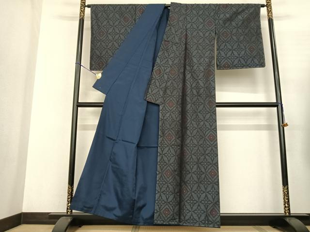 平和屋着物●本場大島紬 七宝花文 正絹 逸品 AABF5423fy