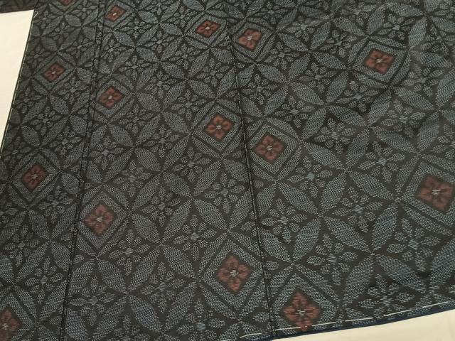 平和屋着物●本場大島紬 七宝花文 正絹 逸品 AABF5423fy