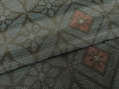 平和屋着物●本場大島紬 七宝花文 正絹 逸品 AABF5423fy