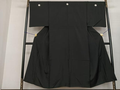 平和屋着物●男性 黒紋付 正絹 逸品 AABF5424fy