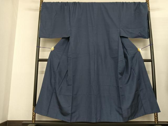 平和屋着物●男性 紬 紺瑠璃色 キングサイズ 正絹 逸品 AABF5426fy