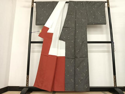 平和屋着物●本場大島紬 一元絣 色紙文 正絹 逸品 AABF5427fy