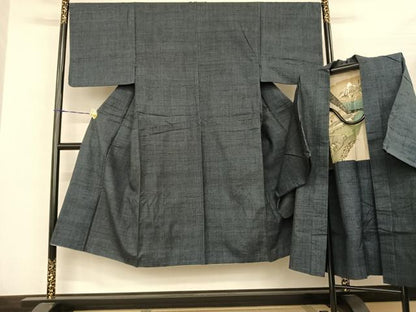 平和屋着物●男性 本場結城紬 重要無形文化財 アンサンブル 100亀甲 総詰め 正絹 逸品 AABF5428fy