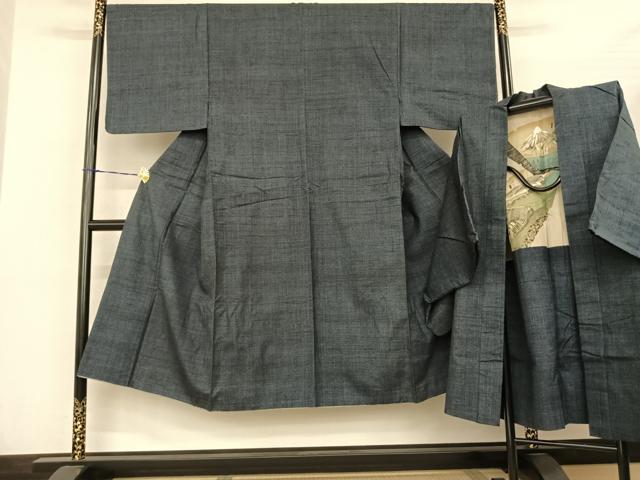 平和屋着物●男性 本場結城紬 重要無形文化財 アンサンブル 100亀甲 総詰め 正絹 逸品 AABF5428fy