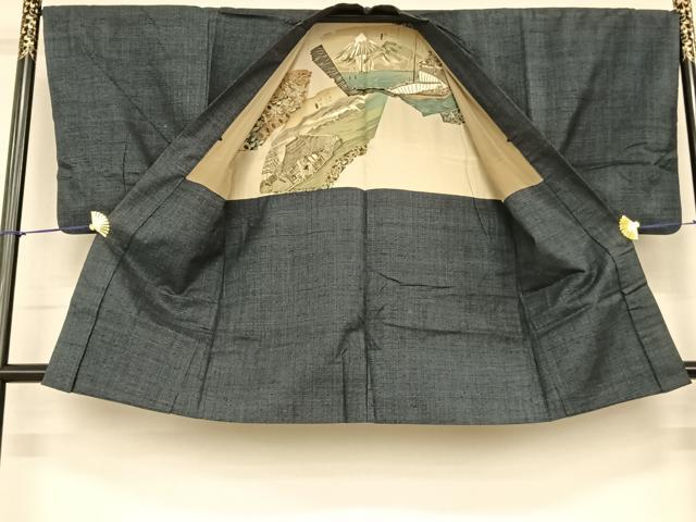 平和屋着物●男性 本場結城紬 重要無形文化財 アンサンブル 100亀甲 総詰め 正絹 逸品 AABF5428fy
