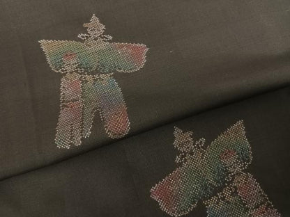 平和屋着物●本場大島紬 カタス9マルキ 立ち雛 正絹 逸品 AABF5429fy