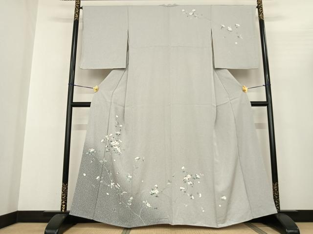平和屋着物●訪問着 友禅 枝花文 暈し染め 正絹 逸品 AABF5432fy
