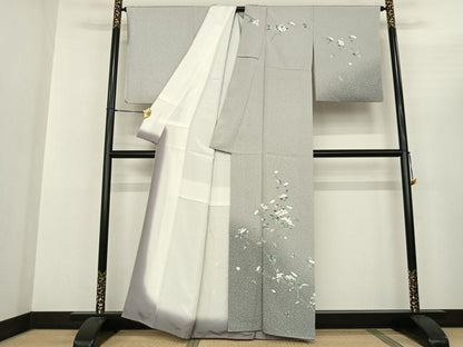 平和屋着物●訪問着 友禅 枝花文 暈し染め 正絹 逸品 AABF5432fy