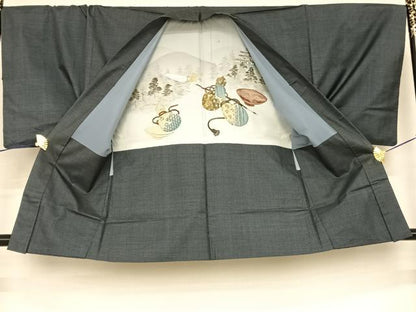 平和屋着物●男性 本場大島紬 アンサンブル 100亀甲 総詰め 正絹 逸品 AABF5437fy
