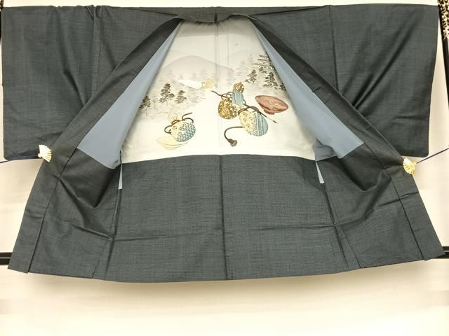 平和屋着物●男性 本場大島紬 アンサンブル 100亀甲 総詰め 正絹 逸品 AABF5437fy