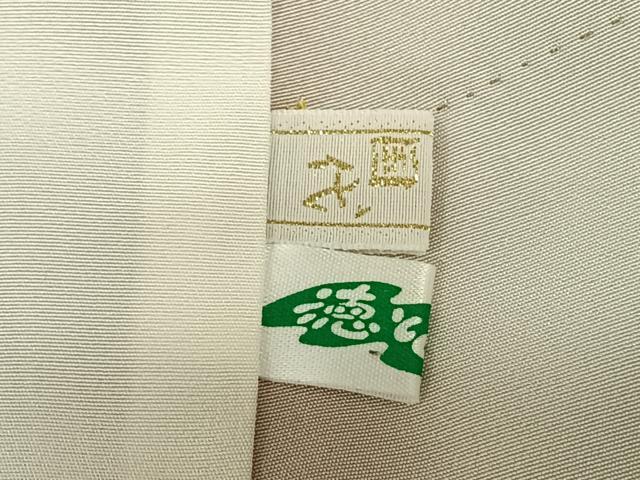 平和屋着物●上質な色無地　吉祥花地紋　亜麻色　正絹　逸品　未使用　AABF5438fy