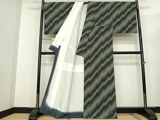 平和屋着物●上質な紬 変わり縞 正絹 逸品 AABF5439fy