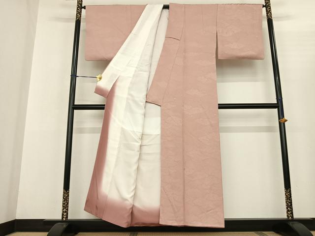 平和屋着物●上質な色無地 雲取り地紋 洗柿色 正絹 逸品 AABF5444fy